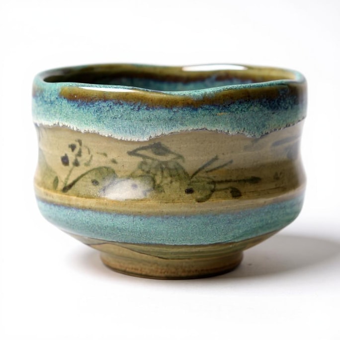 Handmade Matcha Bowl – Aoyama Landscape Chawan from Mino Japan【ships from the U.S】400ml