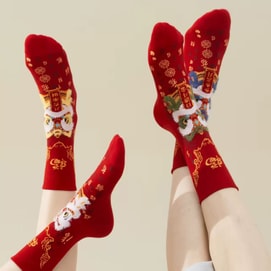 海蓝星 2026新年 鸿运本命年袜 八方来财 弹性袜口 加固袜头  甄选新疆精梳棉 亲肤不起球 1件