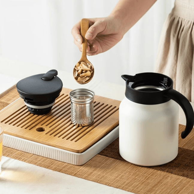 1.5L 316不锈钢保温壶热水壶焖茶壶咖啡壶白色 1件入
