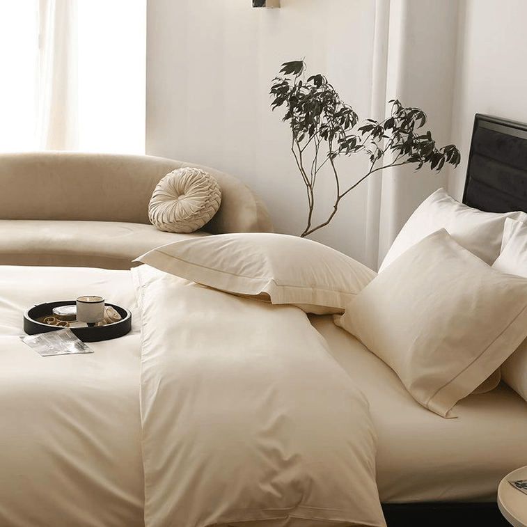 자장가 Zhenrou 100수 신장 장섬 코튼 4피스 침구 세트(베이지) - 퀸 사이즈 3