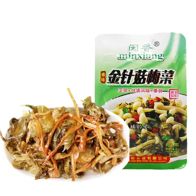 Minxiang Flammulina velutipes Meicai 70g * 5 bags, appetizing dishes, Pickled vegetables, vegetarian dishes, Minnan specialties, side dishes, Fujian dishes