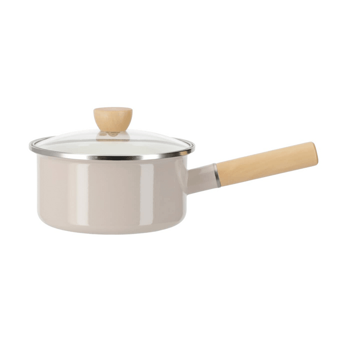 日本NITORI DECOHOME 琺瑯平底锅 汤锅奶锅 IH 燃气对应 18cm