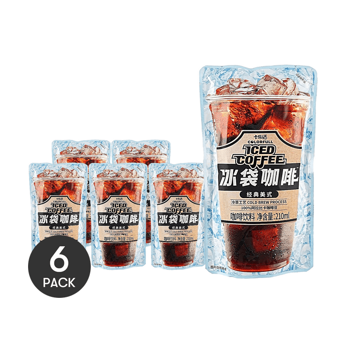 Classic Americano Iced Coffee 7.1 fl oz *6【6 Packs】【Cold Brew Process】【100% Arabica Coffee Beans】
