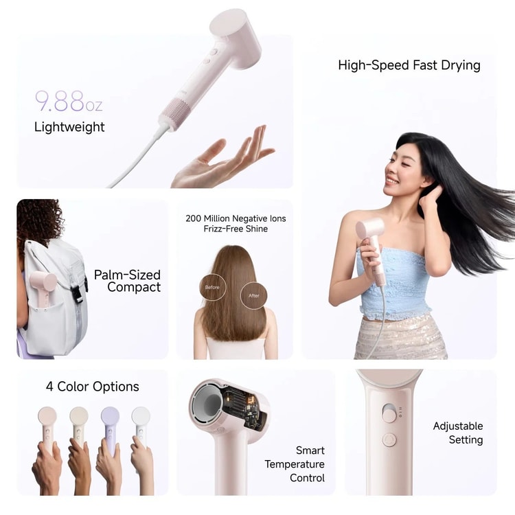香港直送】Laifen Air ポータブル高速ヘアドライヤー ピンク 11万回転