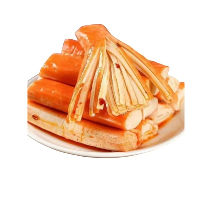 Hand-torn crab-flavored sticks, small seafood snack packs, ready-to-eat, satisfying, casual snack assortment, spicy flavor, 8g*2packs