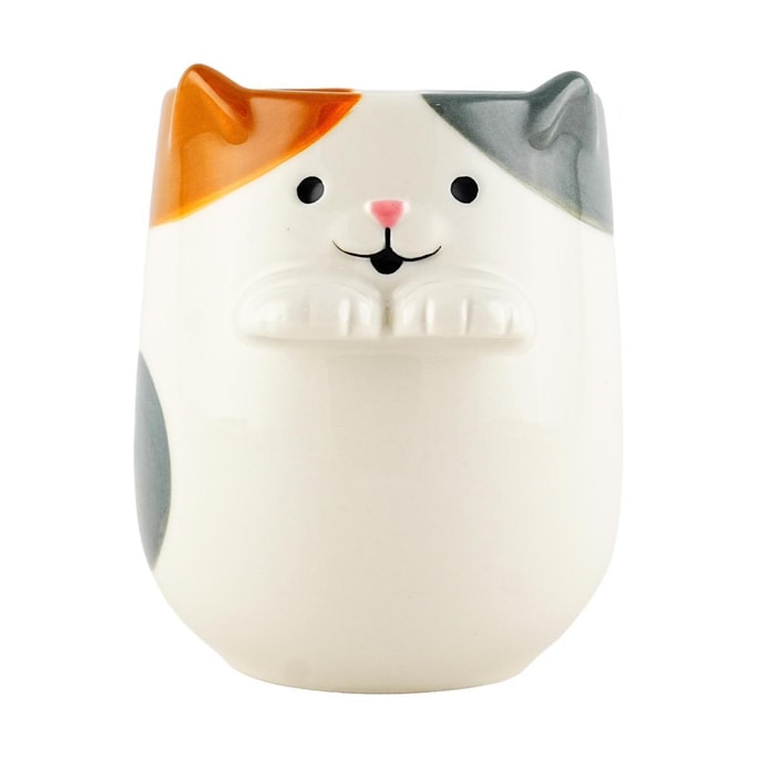 DECOLE Tricolor Cat Small Tea Cup Upper Diameter about 7cm Bottom Diameter about 5cm
