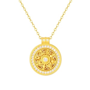 【중국 직송】 저우다성 팔보 나침반 S925 스털링 실버 목걸이 여성용 중국식 고급 주얼리 1개