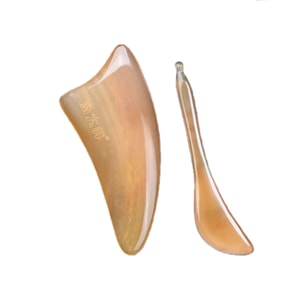 中国から直送：厚みのある100％チベット角フェイシャルマッサージスクレーピングボード+筋肉引き棒で全身の美容と経絡の詰まり解消