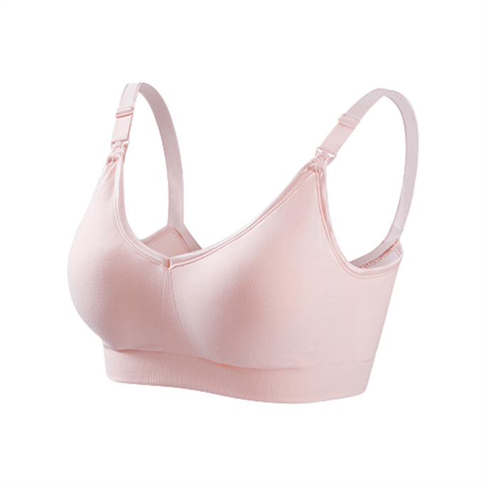 Maternity Nursing Underwear Anti Sagging Gathering Postpartum Breastfeeding Bra Light Pink L Size