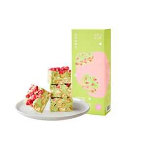 Matcha Strawberry Milk Nougat Snowflake Crisp 1 Box Green Tea Aroma Sweet Berry Creamy Milky Soft Chewy Pastry 60 Days Fresh Short Shelf Life