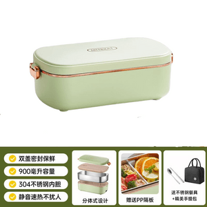 ドモン製加熱式弁当箱。持ち運び可能で密閉式、保温機能付き。オフィスワーカーや学生に最適。1個入り。給水不要。