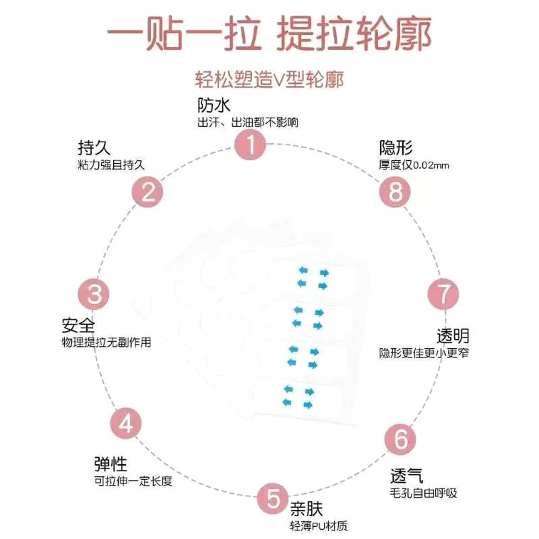 Vilike スリミングフェイスパッチ【瞬時に顔をV字型に変身】緊急撮影用品、韓国のメイクアップアーティストも使用、目に見えない顔リフトアップ包帯、美容小道具、スリミングフェイスツール、40枚入り/箱【小パック！】 3