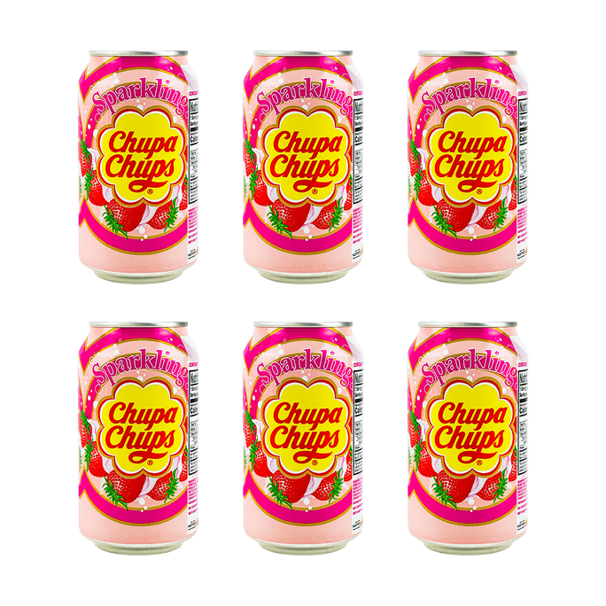 【超值装】韩国CHUPACHUPS珍宝珠 珍啵乐果味汽水饮料 草莓奶油味 345ml*6【好喝到冒泡】