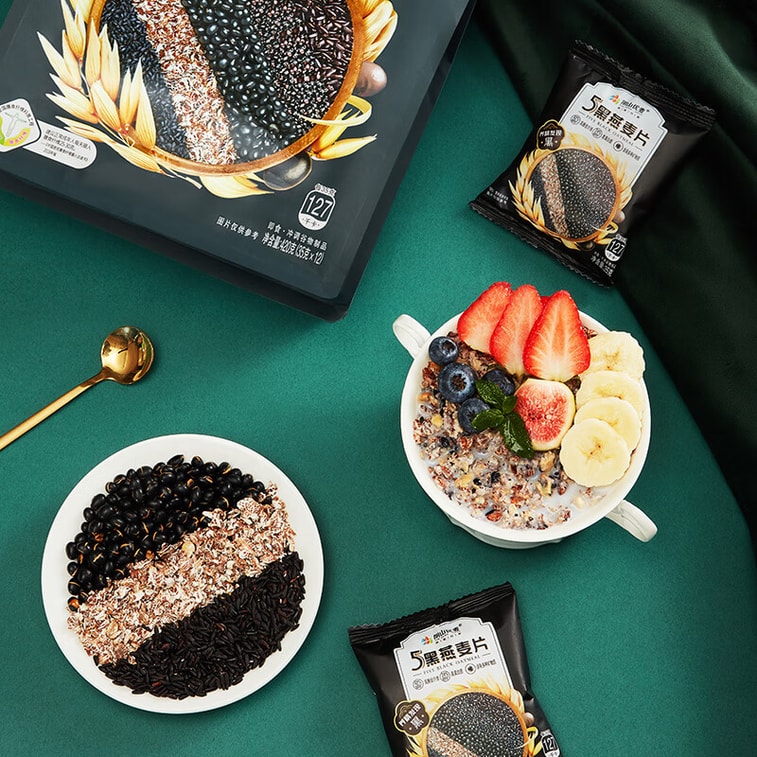 阴山优麦 五黑燕麦片 五黑混合谷物燕麦片420g 0添加蔗糖懒人免煮冲泡即食健身营养早餐 5黑麦片五黑粉【乌发黑发补肾养生食品】补肝益肾加强代谢食品 6