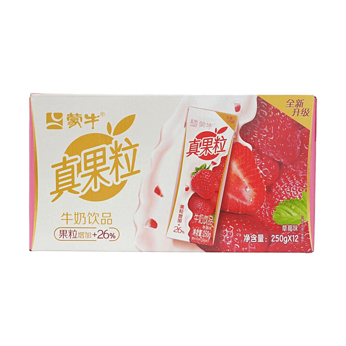 과일 조각이 들어간 딸기 우유 음료 8.45 fl oz * 12팩 [과일 조각 26% 더 함유] [프리미엄 생우유]