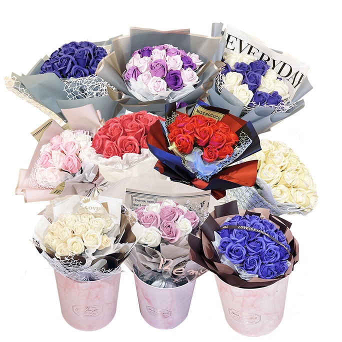rose of love创意永生香皂花 礼盒3支 限定装 #田园三色 11inch