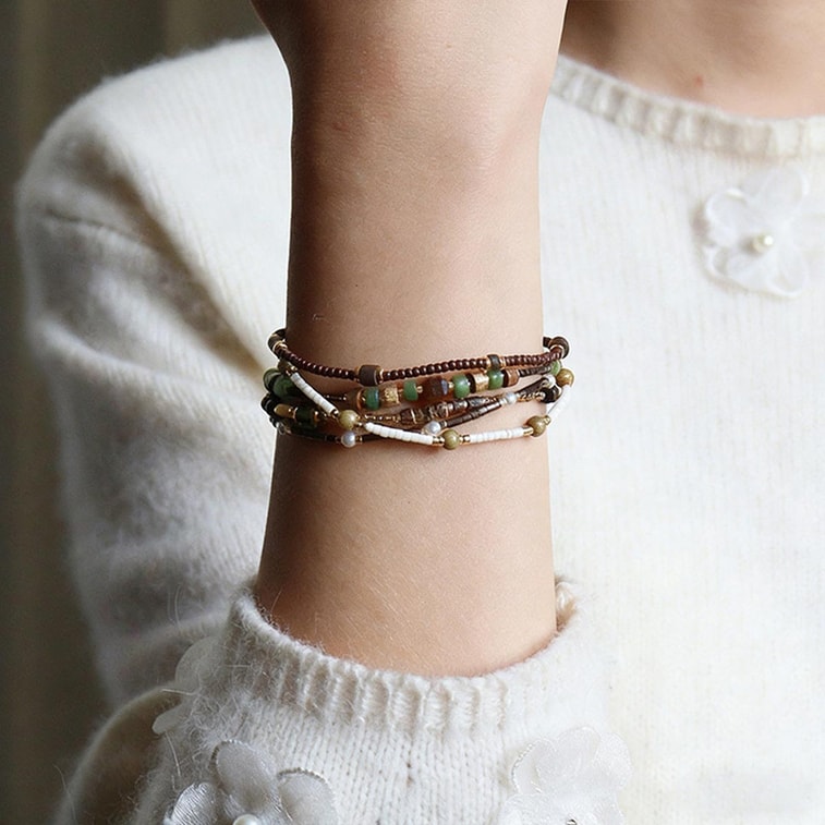 Retro Exquisite Hand Woven Red Rope Gourd Bracelet Light Luxury High Grade Multi Layer Bracelet Shell Bead Style One Piece 3