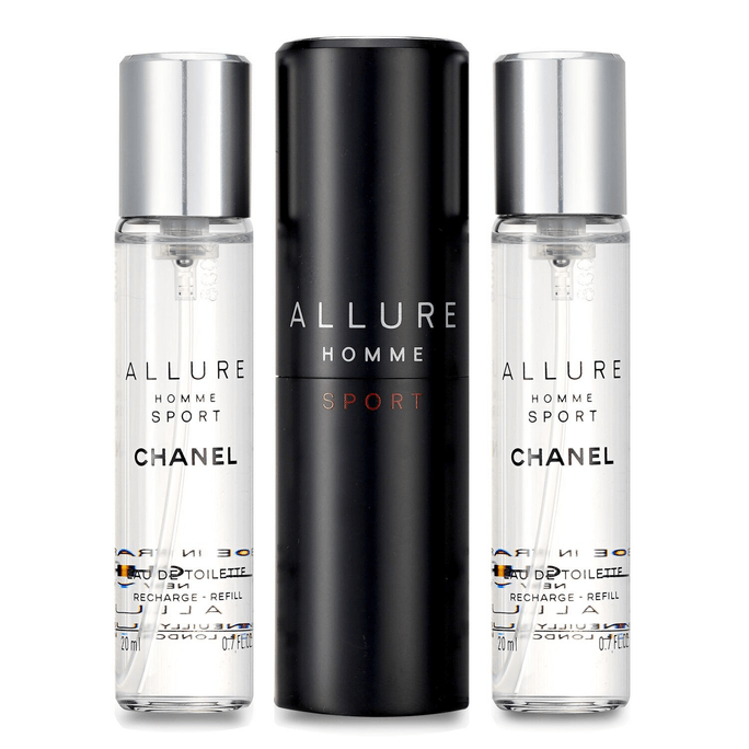Chanel ALLURE Men's Sports Eau De Toilette Travel Size (Two Refills) 3x20ml/0.7oz