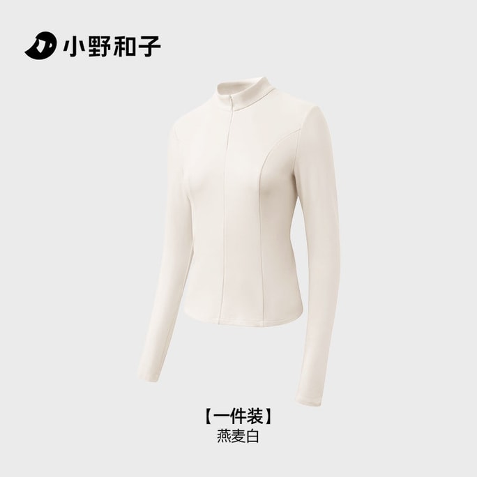 Half zip base shirt for women autumn and winter top high neck slim fit warm long sleeved white size S 1 piece