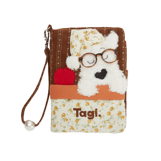 【中國直郵】 Tagi 《哈哈》小狗溫暖晚安護照夾 12.5×16.5×3.5cm 旅行證件收納包 多功能卡包 柑橘巧克力棕色款