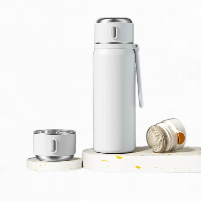 Insulated Cup 450ml White Stainless Steel Bottle With Leakproof Lid
