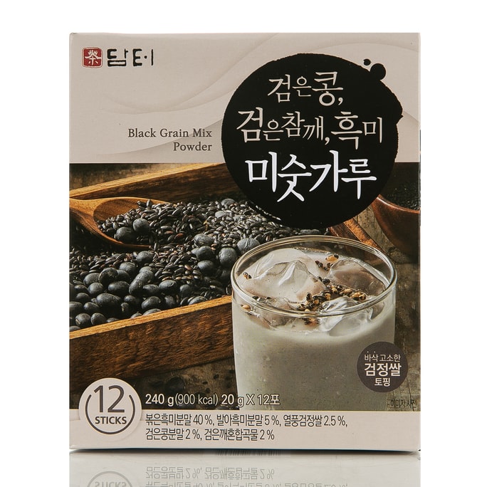 Damtuh Traditional Korean Tea Misugaru Black Grains Mixed Powder Drink Snack Meal Replacement - 20g x 12 Sticks