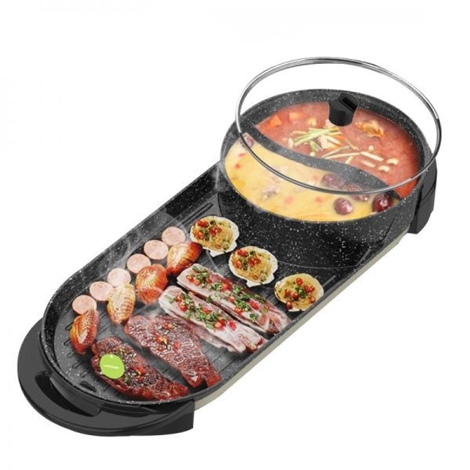 LIVEN Electric Gril With Hot Pot No Soot Increase The Baking Tray