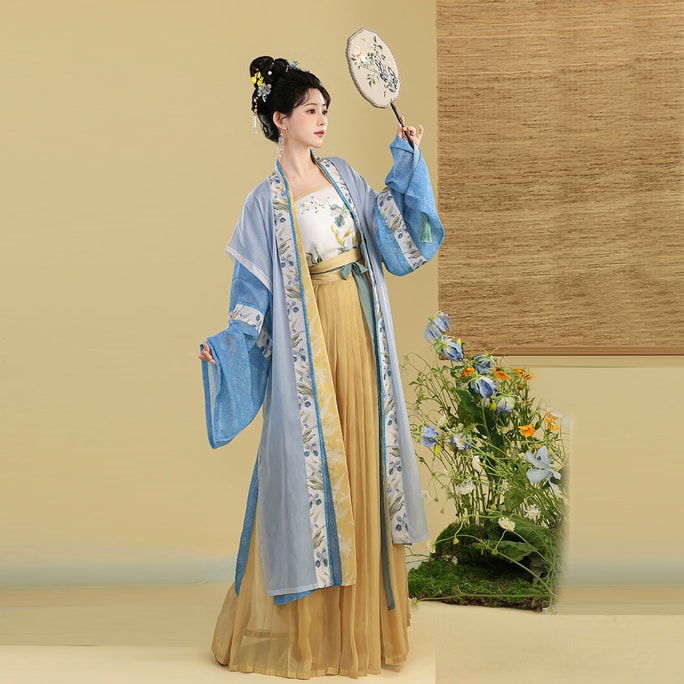 【中国直送】HSPM スーパー妖精宋王朝風ロングベスト4点セット、カジュアル薄手漢服、アイリススタイル、4点セット、サイズM、1セット
