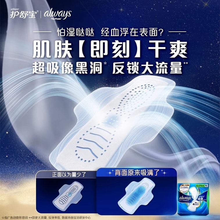 Liquid Sanitary Pads, Daily Use, Extra-Long, Heavy Flow, Ultra-Thin, Breathable, 270 Mm × 16 Pads/pack 3