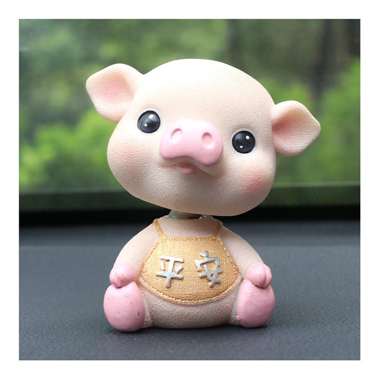 1pc Decorative Creative Nodding Pig Figure Toy Dashboard Ornament for Office Car