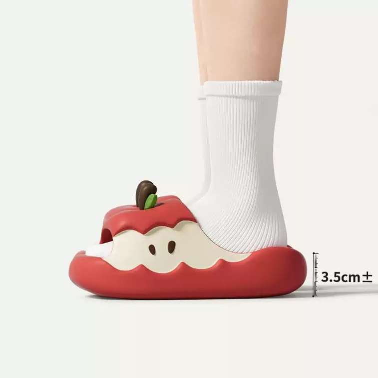 CHEDOIR 鸳鸯苹果拖鞋 夏季 卡通 可爱 舒适 家居 情侣款 EVA凉拖 防滑 厚底-鸳鸯青红  36-37码 1双* 4