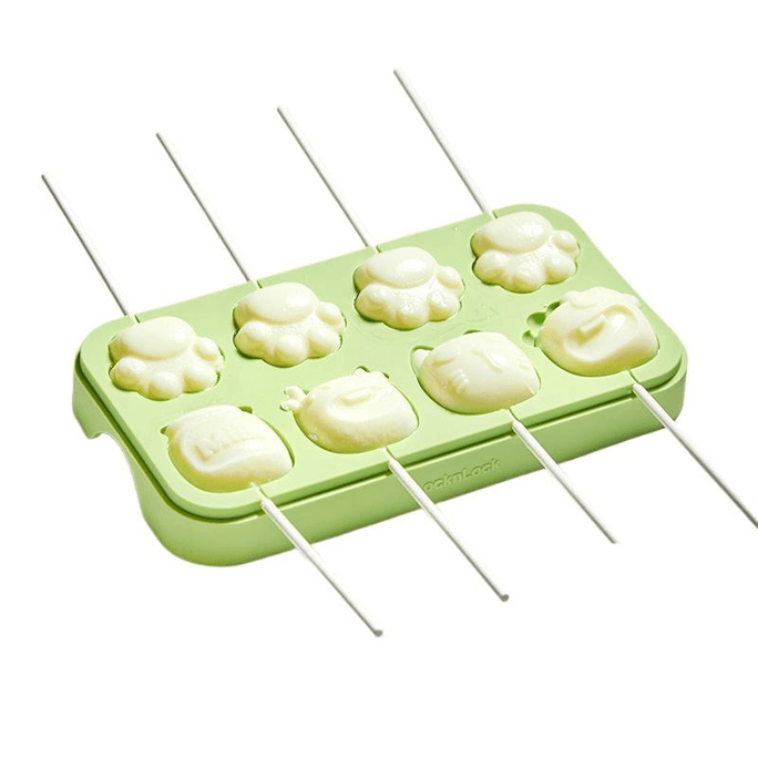  Cheese Stick Silicone Ice Cream Lollipop Baby With Paper Stick+Tie Silk+Candy Bag * 100 Fruit Green * 1