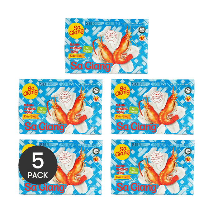 Sa Giang Shrimp Chips - Banh Phong Tom , 7.05 oz  *5【5 Packs】【No Pepper】