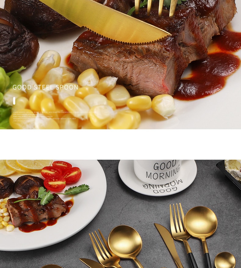 FaSoLa Life 葡萄牙餐具 餐刀 粉银色 304食品级不锈钢 镀金北欧西餐具