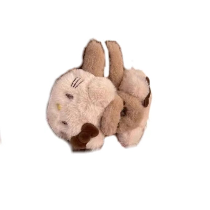Hello Kitty Plush Grips Double-Sided Kitty Cat Shark Grips Hairpin Accessories - Khaki 1 Pc
