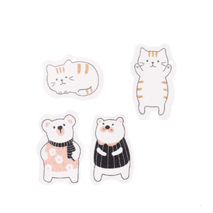 【中国直邮】 FaSoLa 洗碗海绵 压缩木浆 厨房清洁 卡通耐用 (直立喵咪+躺卧喵咪+萌趣男熊+可爱女熊) 4片装