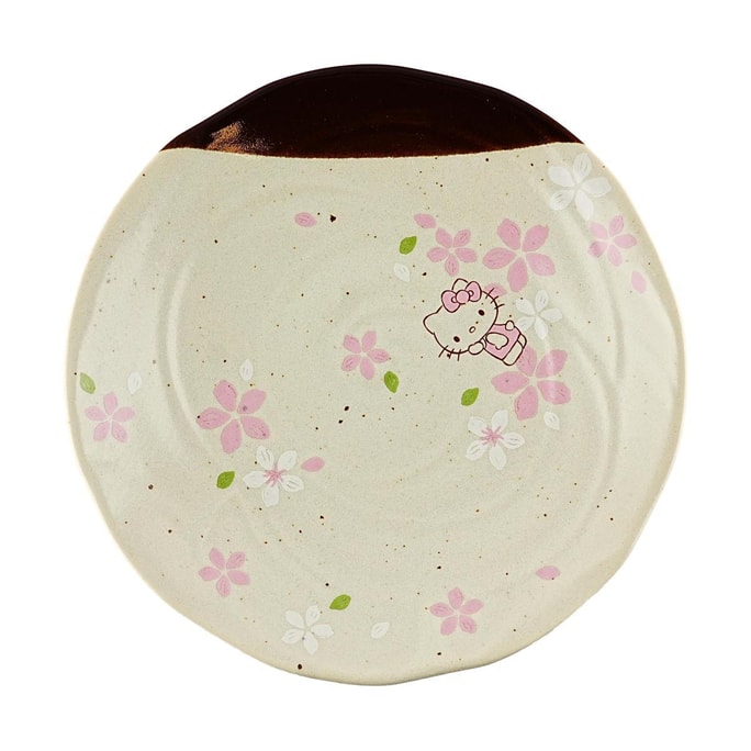 日本SKATER斯凯达 Hello Kitty 樱花深盘子 美濃烧陶瓷 直径213×37mm
