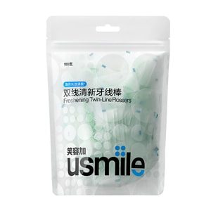 Smile Plus Dental Floss Stick Double Line Fresh Mint Home Toothpaste Ultra Fine Portable 2-in-1 Double Line Fresh Dental Floss Stick 180 Pcs