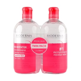 法国BIODERMA贝德玛 卸妆粉水 舒妍多效洁肤液  敏感肌专属 500ml *2瓶装【双瓶特惠装】