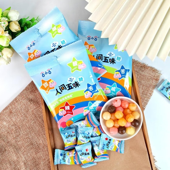 Five Flavors of Life Candy Mystery Box,Sweet Sour Bitter Spicy Salty Flavor,0.78 oz