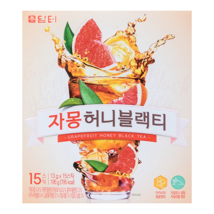 韩国damtuh丹特西柚蜂蜜红茶速溶果汁15条入195g 亚米
