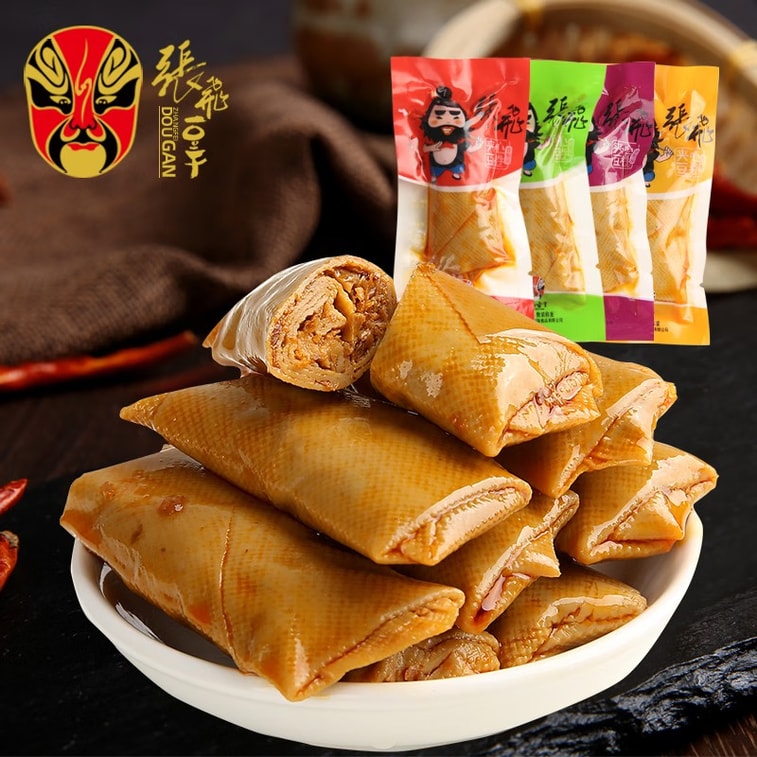 【中國直郵】 張飛 夾心豆捲 四川特產 小包裝 香菇豆腐乾 小零食杏鮑菇 豆乾零食 香辣味1000g*1袋(32-36包) 3