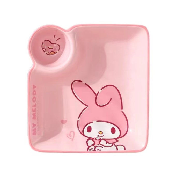 【中國直郵】SANRIO 三麗鷗餃子盤 兒童早餐盤 分格陶瓷碟子 -凱蒂貓 Hello Kitty 1件 丨*預計到達時間3-4週