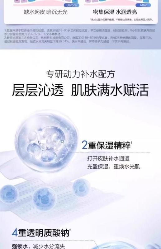【中国直邮】 欧诗漫 玻尿酸沁润珍珠补水收缩毛孔修护面膜 10片