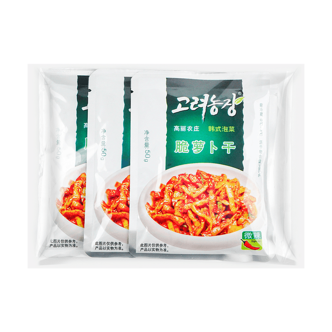 高丽农庄 韩式泡菜 脆萝卜干 微辣 三连包 150g【下饭菜 酱腌菜】