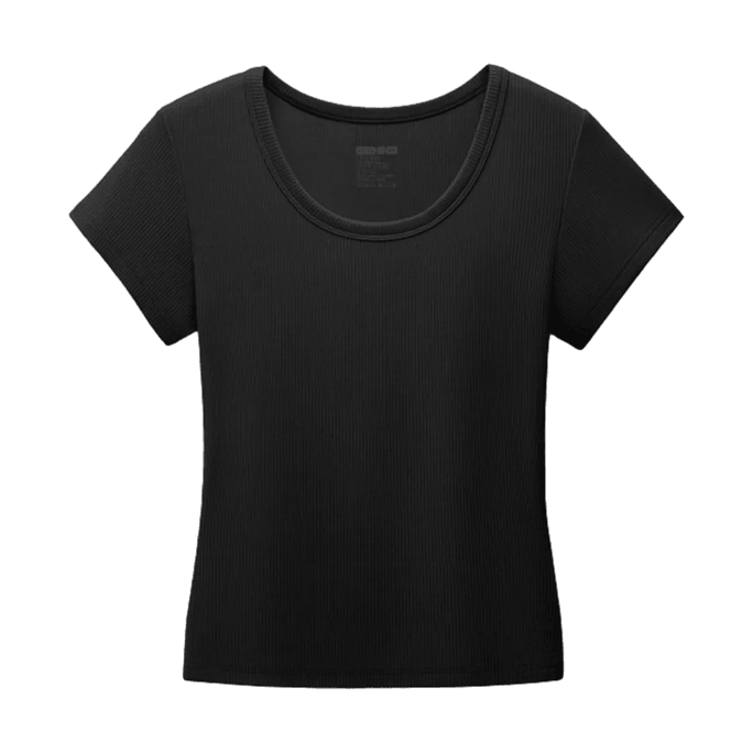 501Cool Women's Skin-Friendly Tencel Modal U-Neck Slim Short Sleeve Base Layer, Black, L