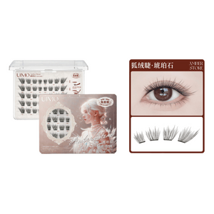 【中国直送】UIMO グルーフリーつけまつげ【グルーフリー】フォックスベルベットまつげ - アンバーストーン、軽量フォックススタイルまつげエクステ、粘着式でナチュラル、40束