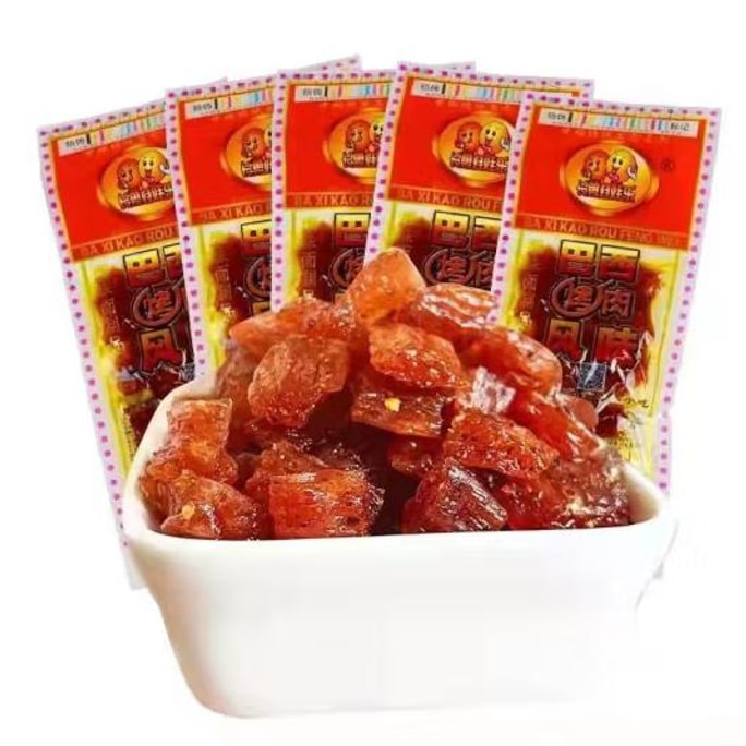 [중국에서 온 다이렉트 메일] Changyong Waile 브라질 바베큐 매콤한 스트립 8090년대 그리운 스낵 작은 글루텐 10팩 [Chongqing Famous Snacks]