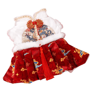 [中国から直送] ペットタイム ペット服 秋冬 暖かい 新年 ペット 猫/犬 お祭り 唐装 プリンセスドレス サイズ M (5-7ポンド) * 1枚