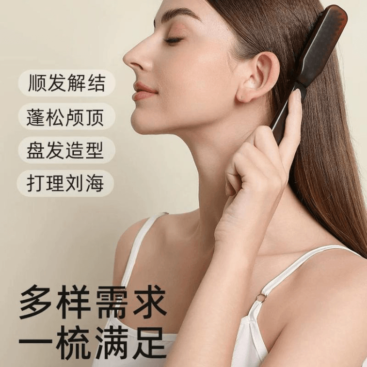【中国からの直送】RHOS 折りたたみ式ポータブル豚毛コーム、ブラック、17.5×3.6cm×1個 3